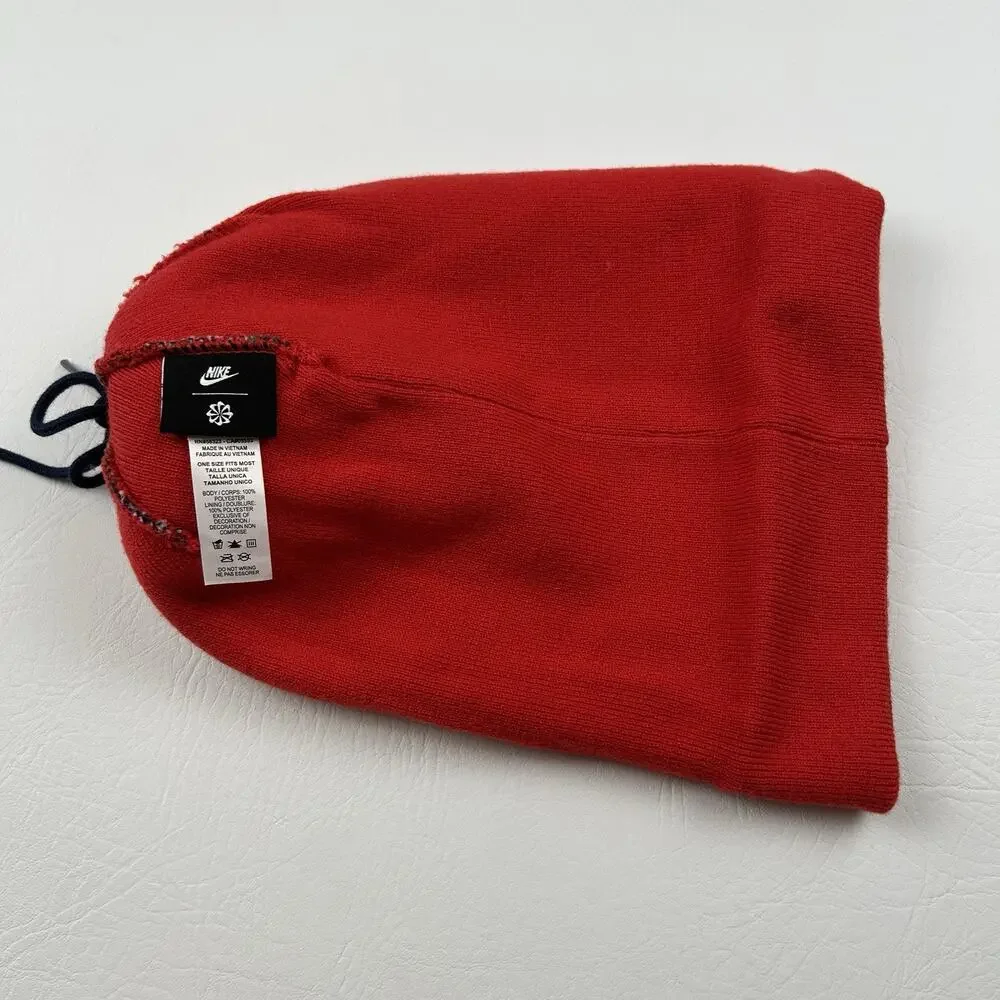 Nike Christmas Pom Beanie Hat Red Reindeer Just Do It Cuffed One Size NWT